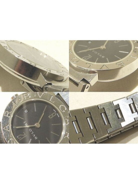 Bvlgari Quartz Watch Date Black Dial Silver Logo Available Round
